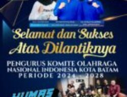 Media Center Pemko Batam mengucapkan Selamat dan Sukses Atas Pelantikan Pengurus Komite Olahraga Nasional Indonesia (KONI) Kota Batam Periode 2024-2028.